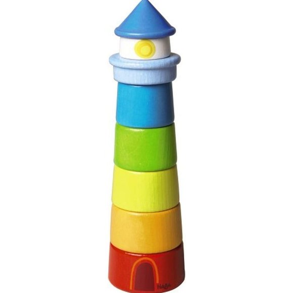 NWT HABA Lighthouse Wooden Rainbow Stacker - 8 Piece Set - Picture 1 of 3